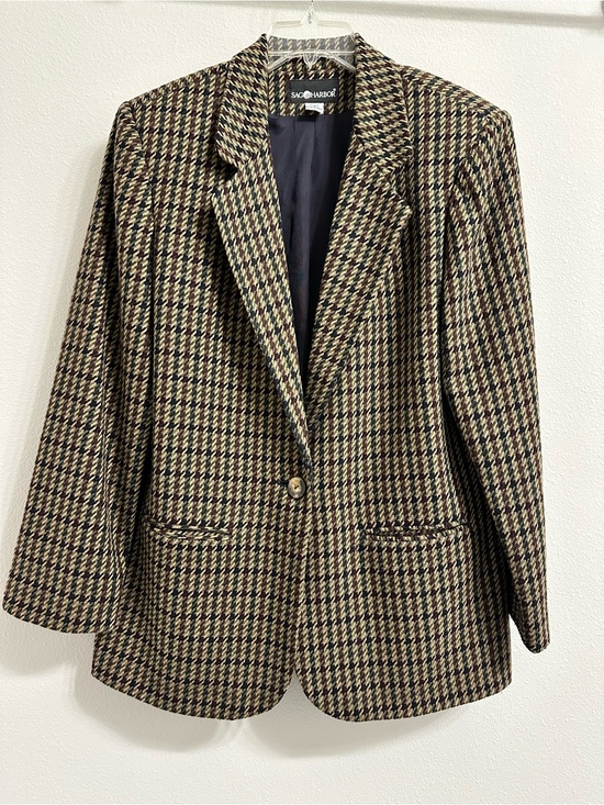 Sag Harbor Jackets & Blazers - Sag Harbor Brown & Black Houndstooth Women's Blazer size 12